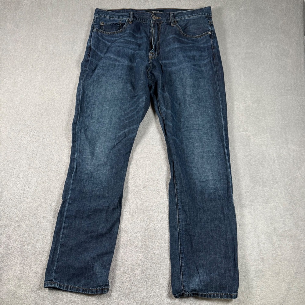 Lucky Brand 221 Original Straight Jeans Mens 36x32 Blue Cotton Linen 7MD10226